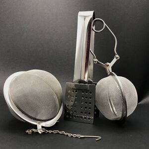 Vintage Stainless Steel Tea Time Infuser Snap Ball Tong Trio